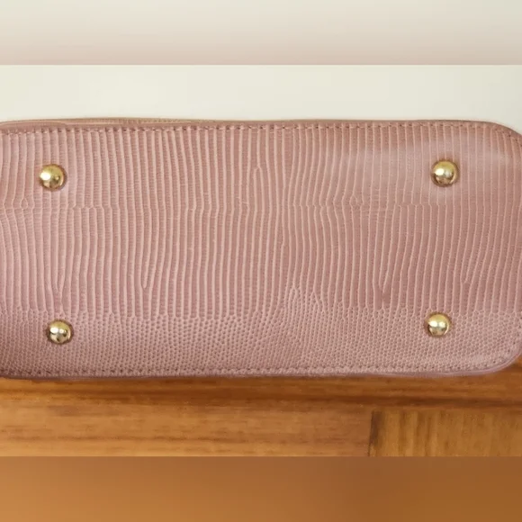 Bebe Fabiola Stamped Lizard Dome Satchel  Pink NEW - Picture 7 of 12